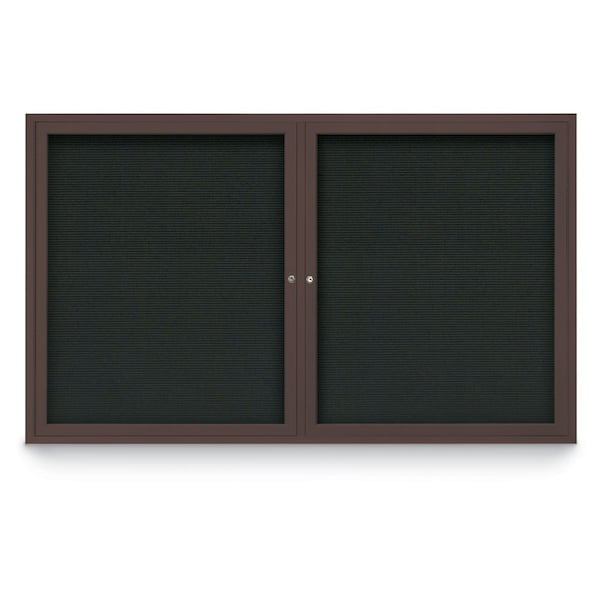 96"x48" 2-Door Enclosed Outdoor Letterboard, Black Felt/Bronze